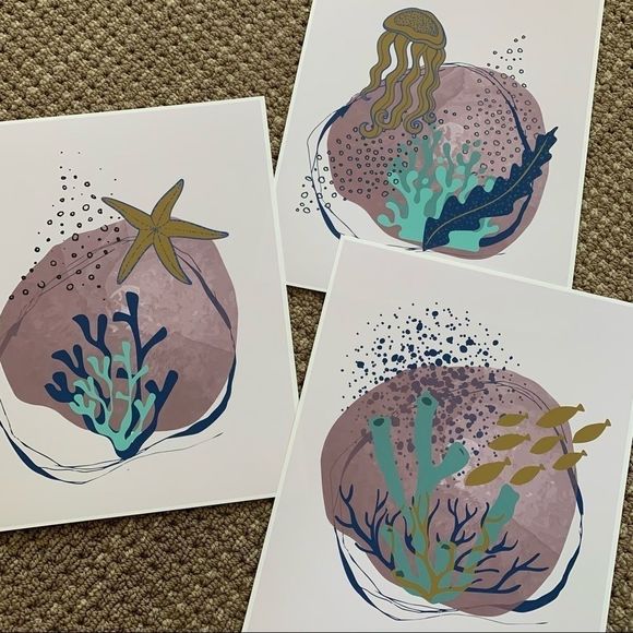 Modern minimalist sea creatures illustration art - Picture 6 of 13